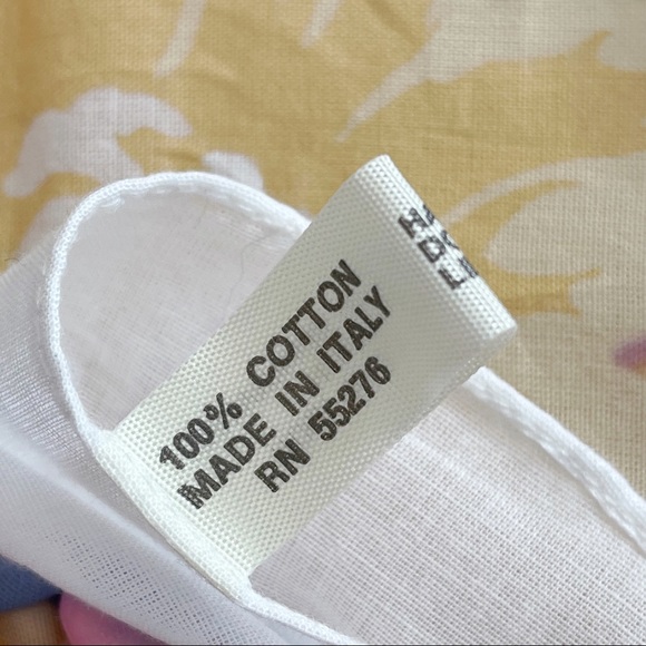 Cotton White Pink Summer Floral Square Scarf Made in Italy - Picture 9 of 9